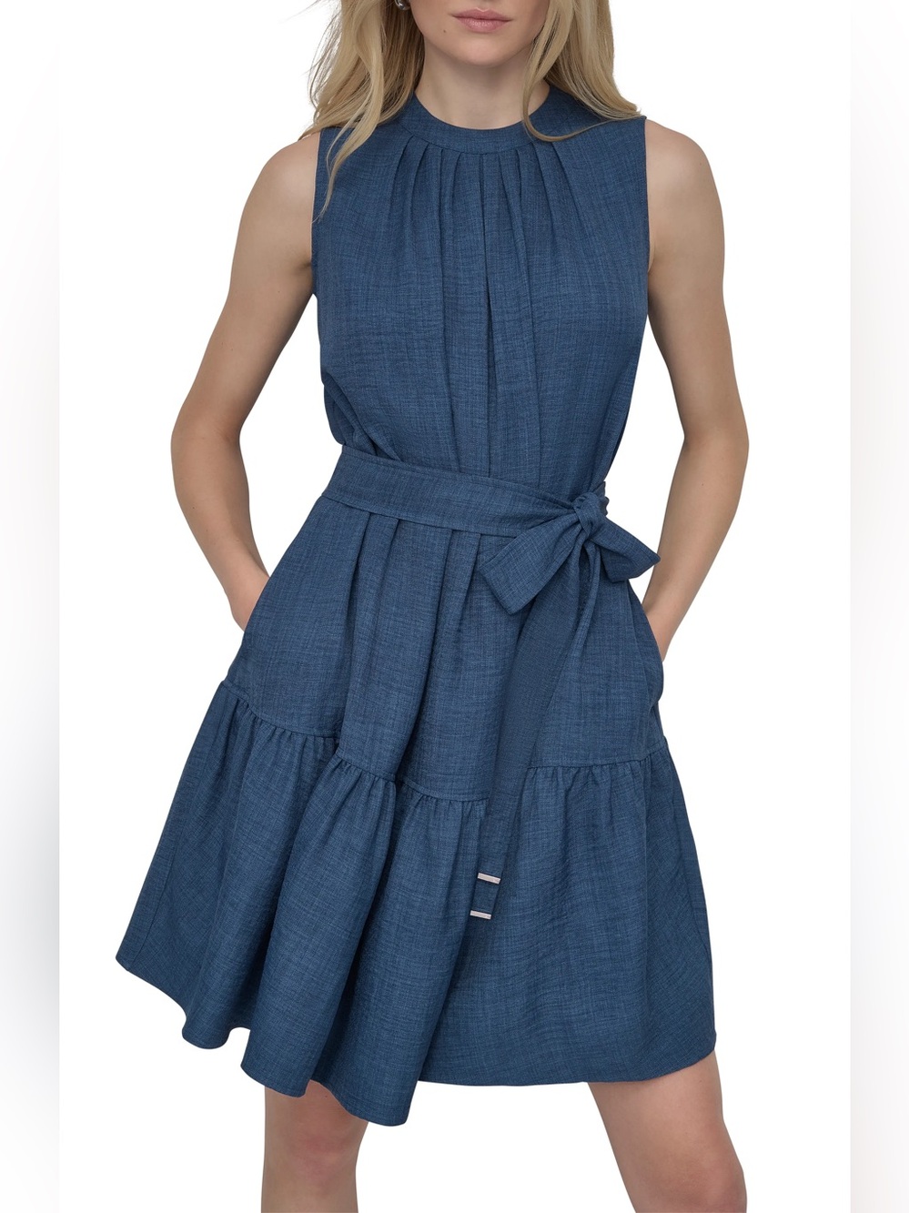NWT DKYN Tie Waist Denim Dress